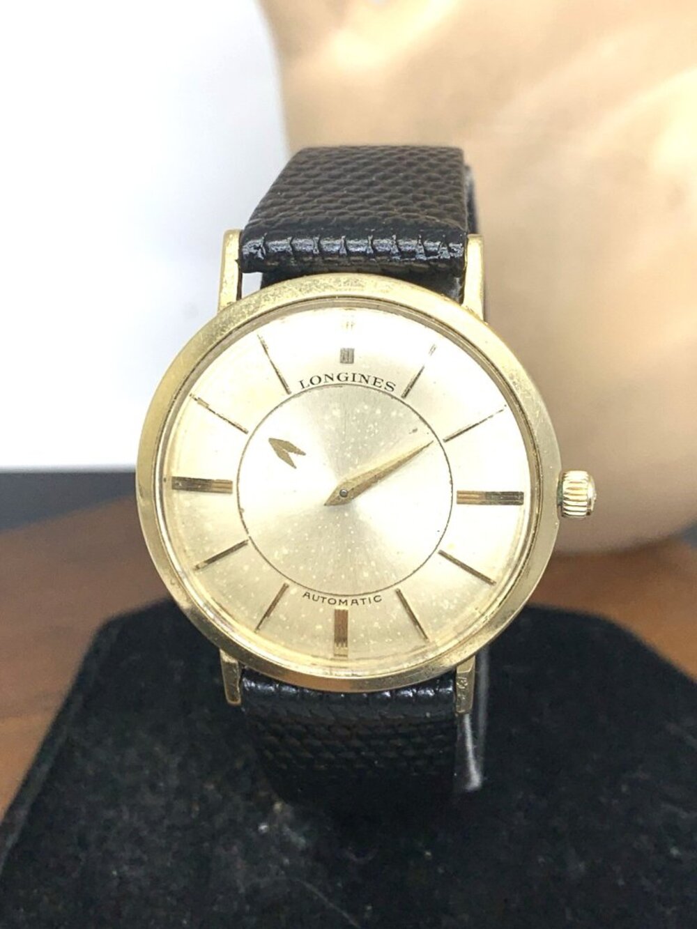 Longines Men's Watch Vintage Swiss Automatic 14k Gold Case Mystery Dial 33mm